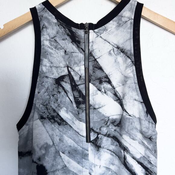 Helmet Lang Tank Top Small Mable Abstract Black Grey Silk Zipper - Picture 6 of 7